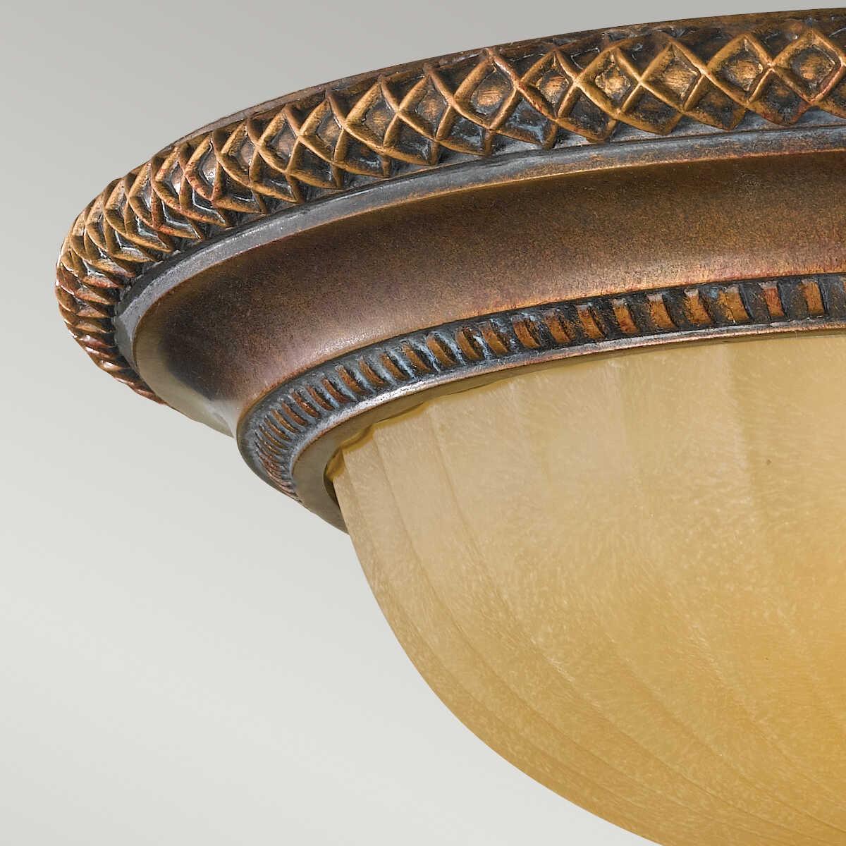 Feiss Kelham Hall Gold & Bronze Art Deco Flush Ceiling Light Living room close up