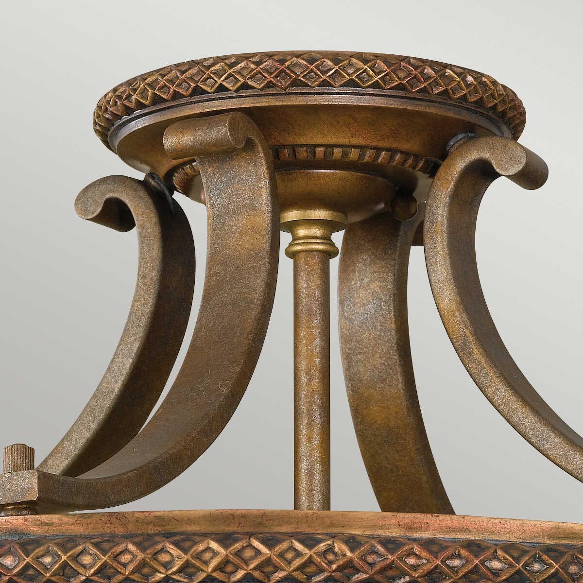 Feiss Kelham Hall Gold & Bronze 2 Light Ceiling Semi Flush Living room close up