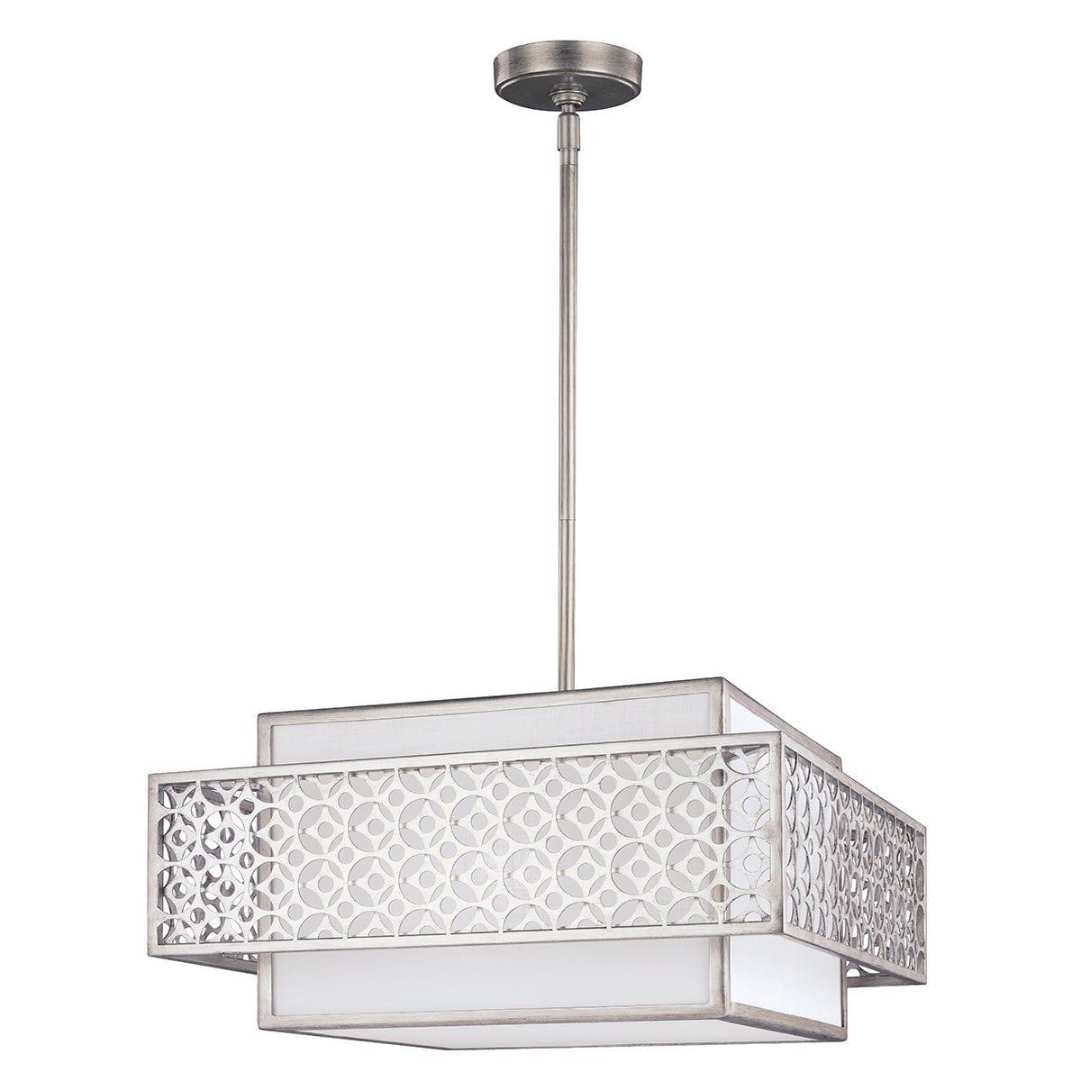 Feiss Kenney 3 Light Silver Pendant Ceiling Light-Ceiling Pendant Lights-Elstead Lighting-1-Tiffany Lighting Direct