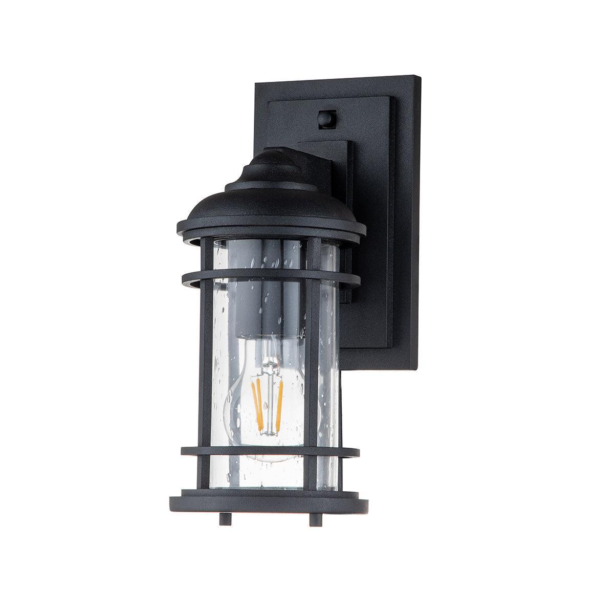 feiss lighthouse 1 light small black outdoor wall lantern Close Up LED Bulb