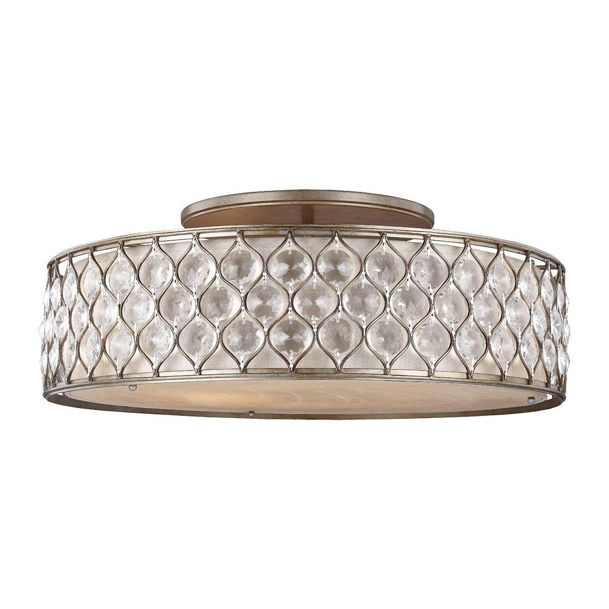 Feiss Lucia 6 Light Flush Burnished Silver Ceiling Light Living room Image