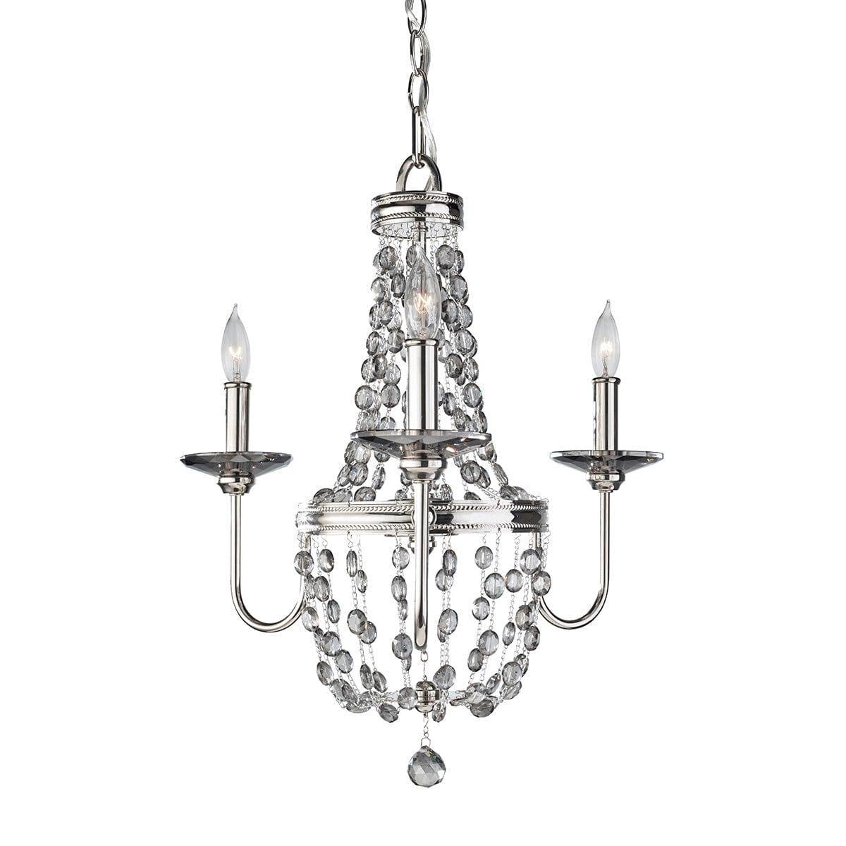 Feiss Malia 3 Light Chandelier Ceiling Light - Polished Nickel-Elstead Lighting-1-Tiffany Lighting Direct