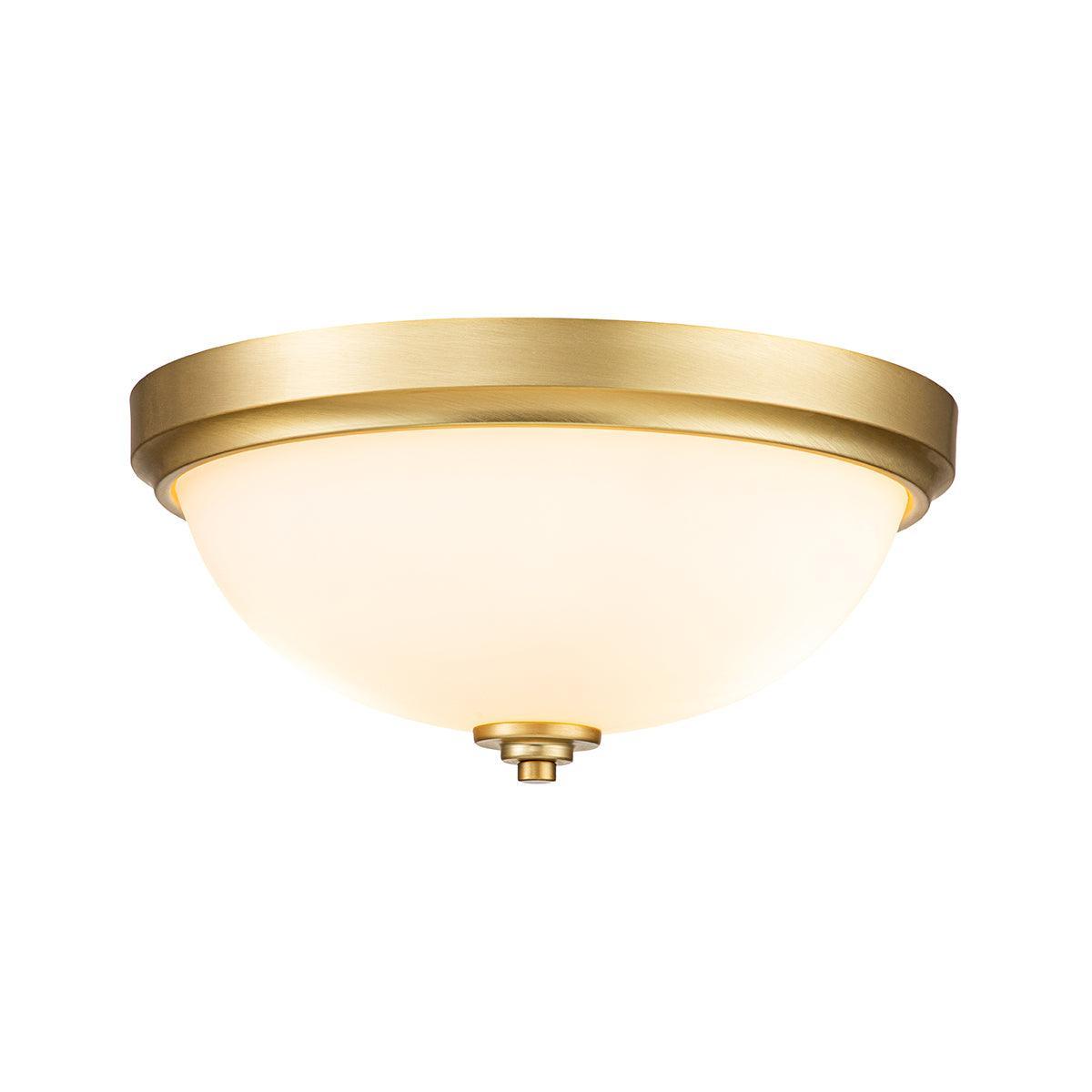 feiss malibu 2 light brushed brass bathroom ceiling flush