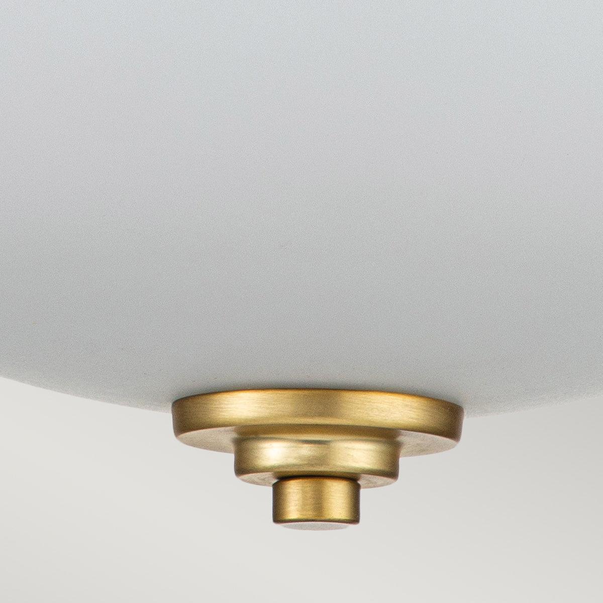 feiss malibu 2 light brushed brass bathroom ceiling flush Close Up