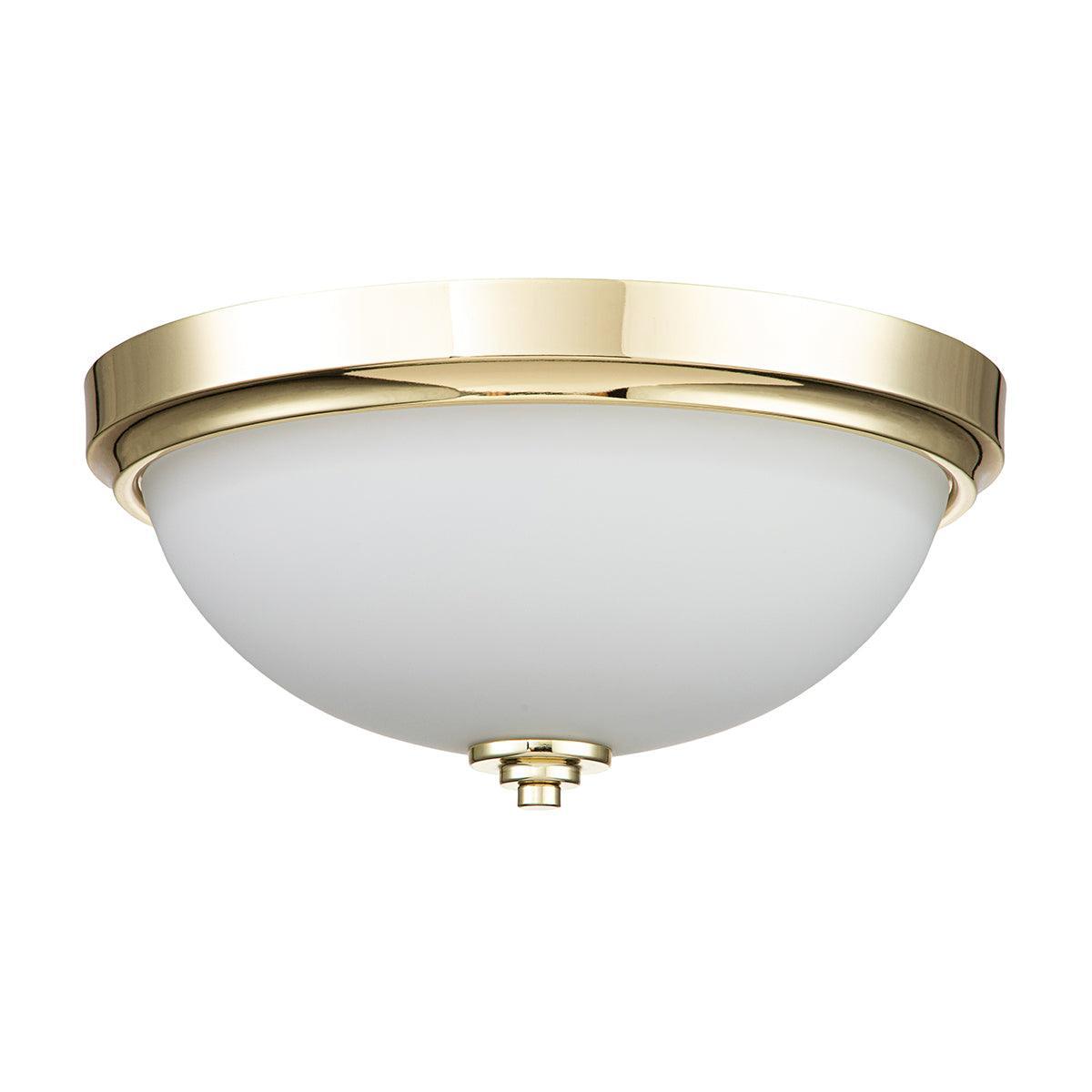 feiss malibu 2 light polished brass bathroom flush Close Up LED Bulb