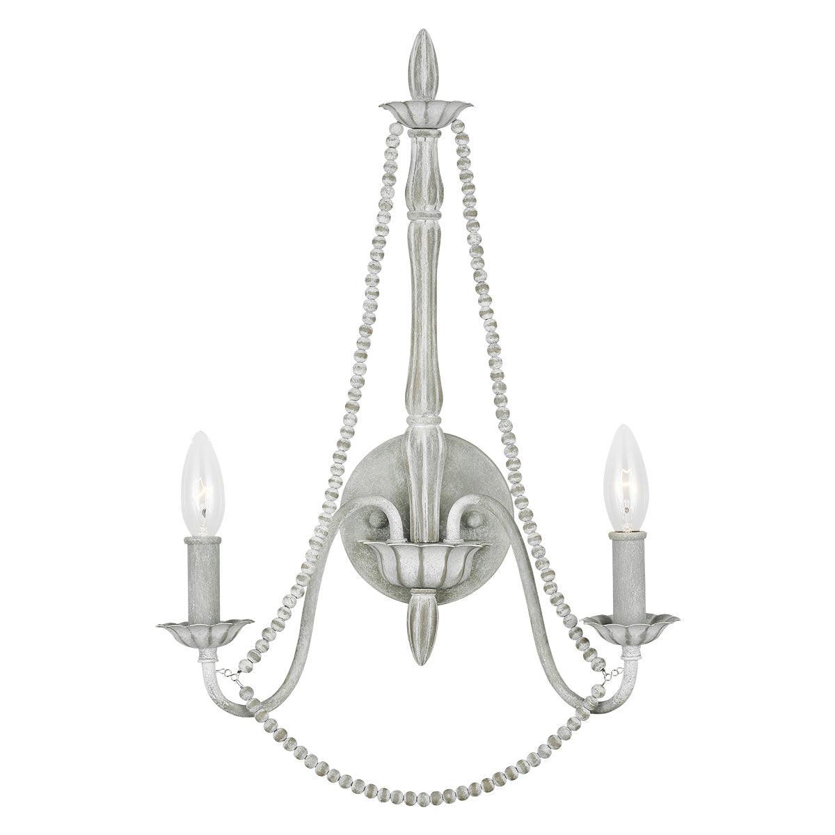 feiss maryville 2 light grey wood beads wall light