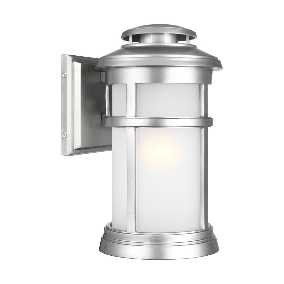 feiss newport 1 light medium brushed steel outdoor wall lantern