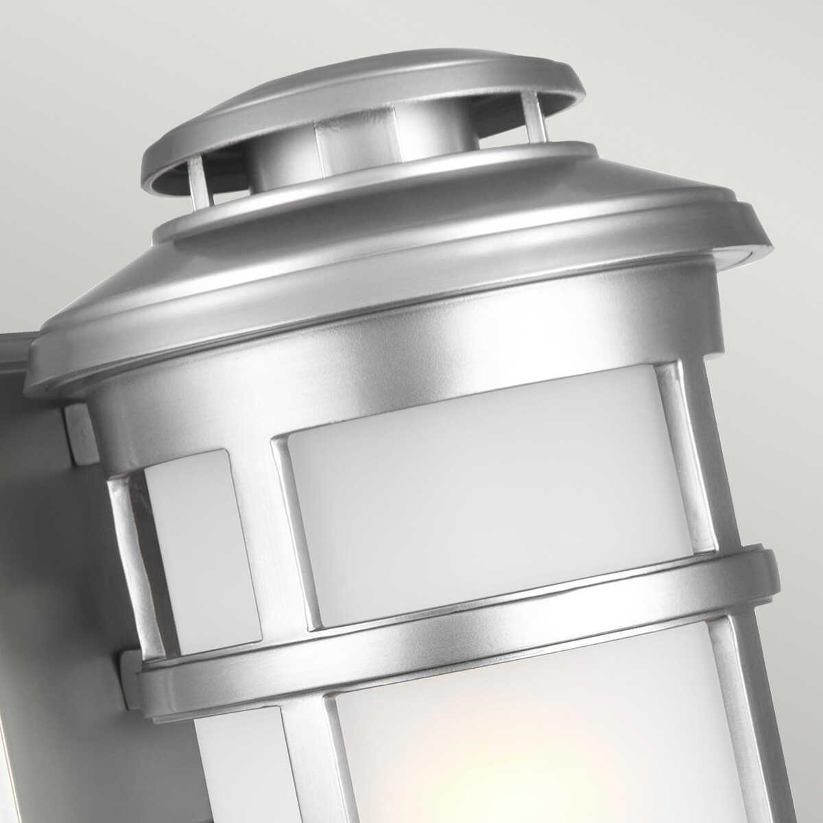 feiss newport 1 light medium brushed steel outdoor wall lantern Close Up