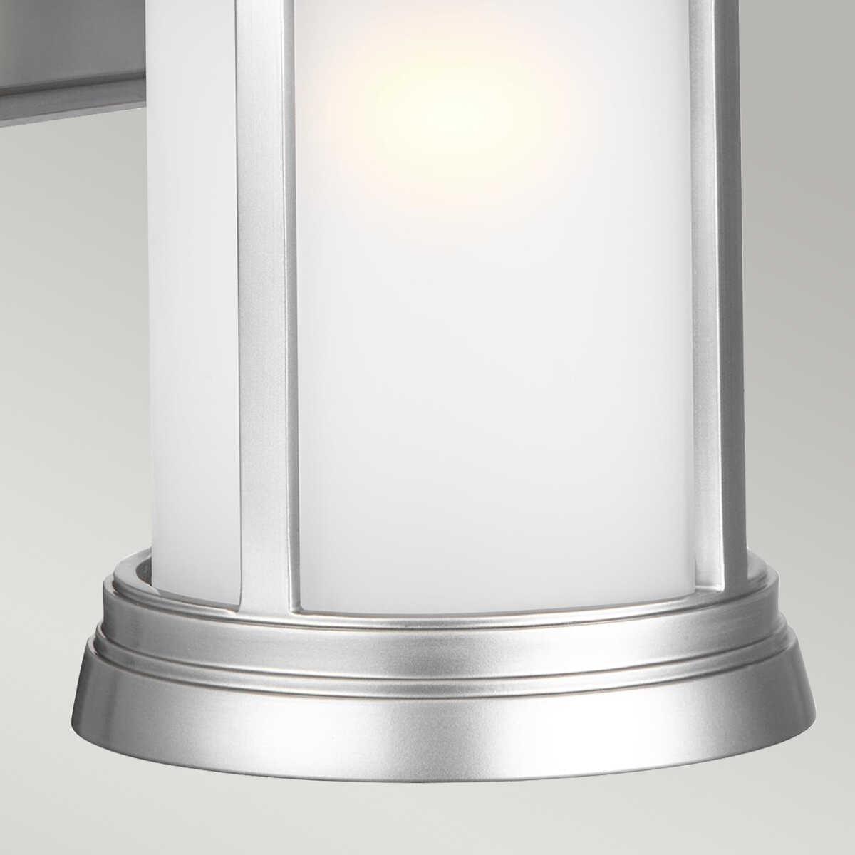 feiss newport 1 light medium brushed steel outdoor wall lantern Close Up LED Bulb