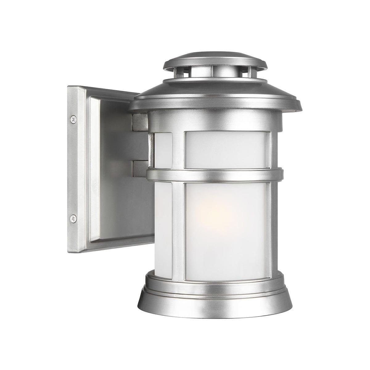 feiss newport 1 light small brushed steel outdoor wall lantern