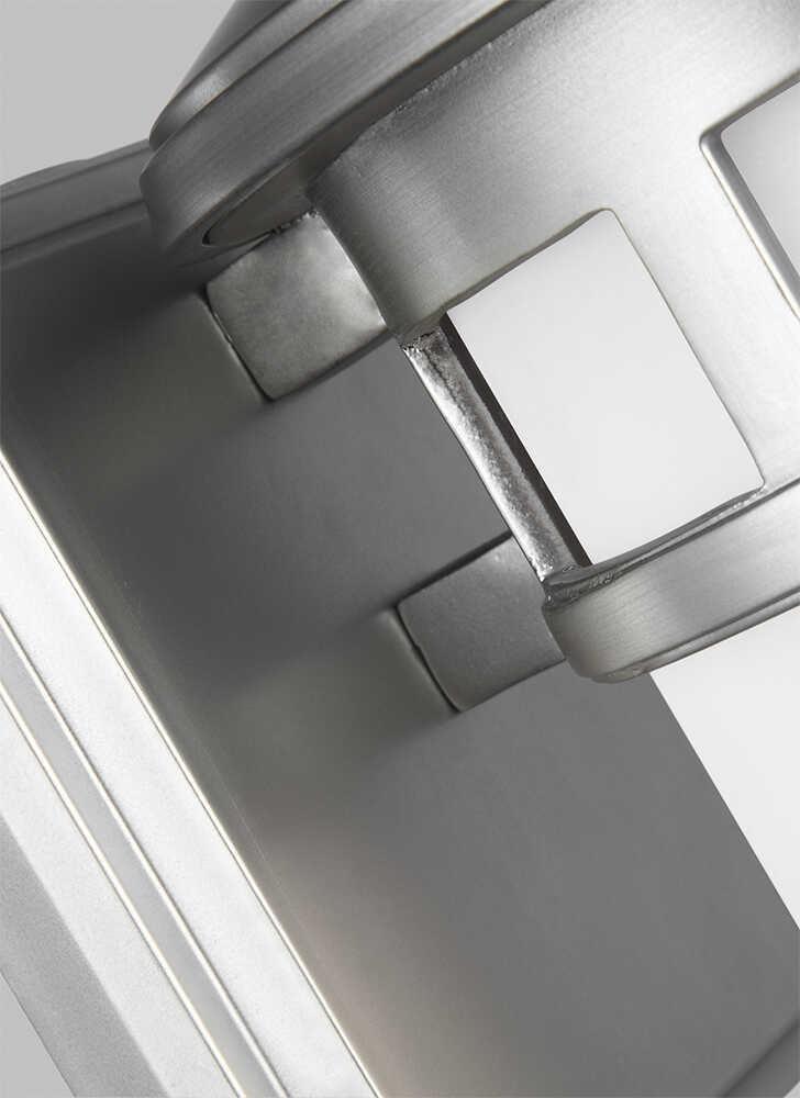 feiss newport 1 light small brushed steel outdoor wall lantern Close Up LED Bulb