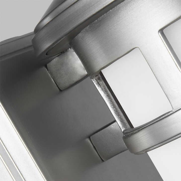 feiss newport 1 light small brushed steel outdoor wall lantern Close Up LED Bulb