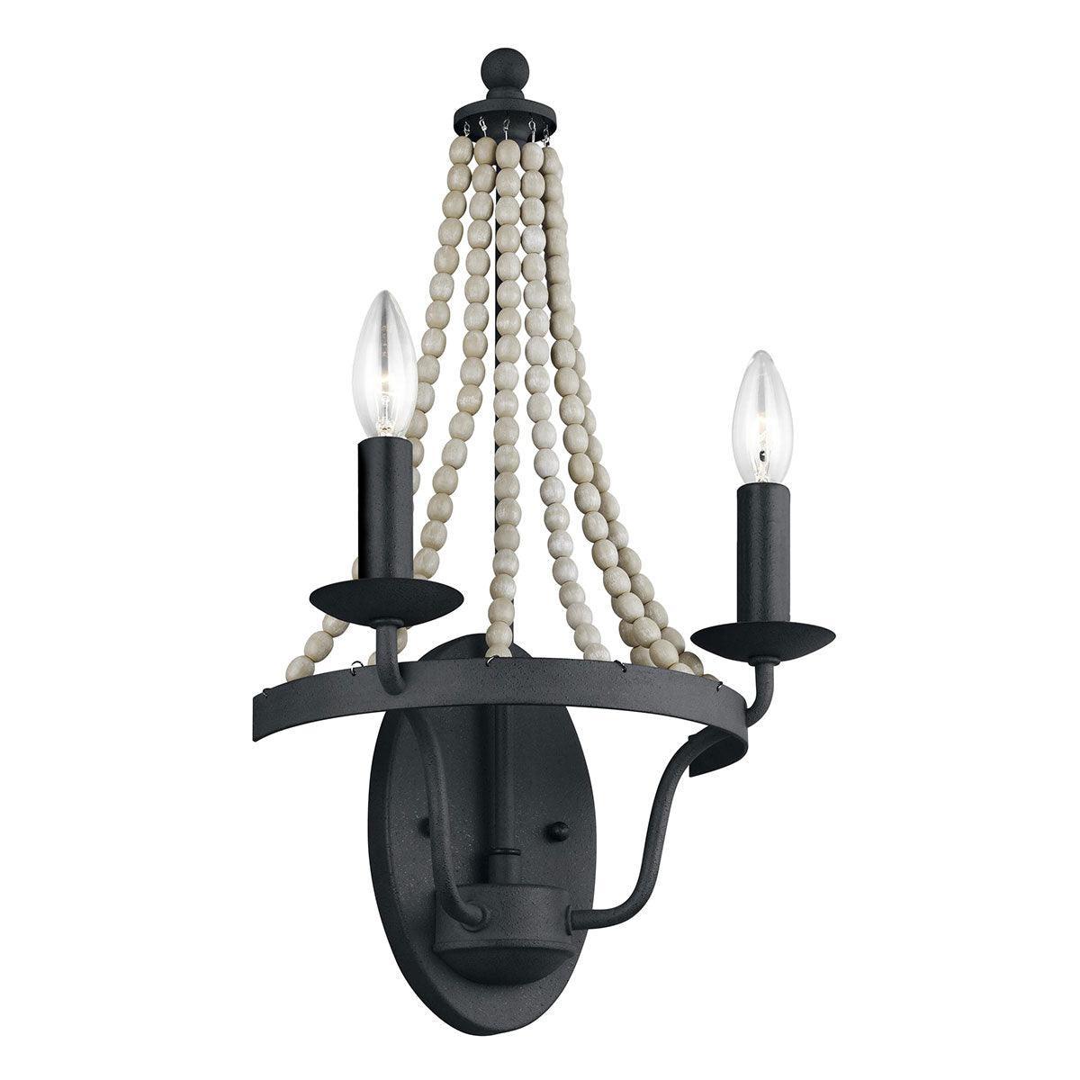 feiss nori 2 light zinc grey beaded wall light