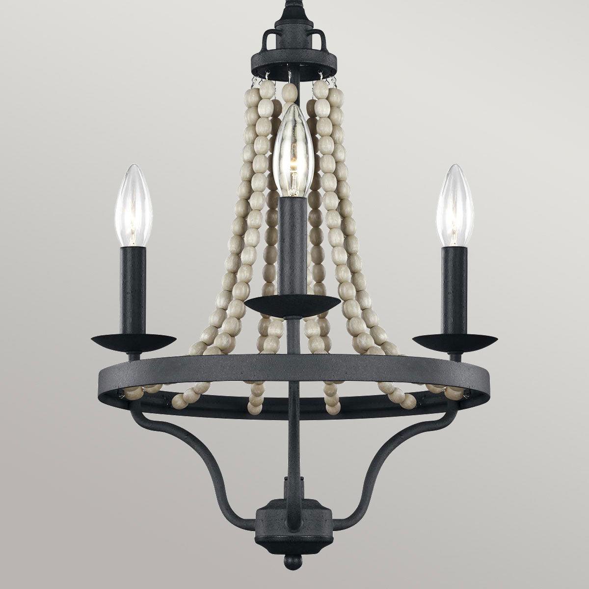 Feiss Nori 3 Light Zinc & Wood Chandelier-Elstead Lighting-2-Tiffany Lighting Direct