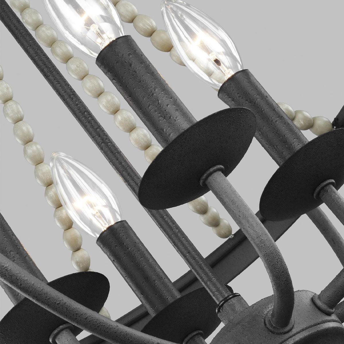 Feiss Nori 4 Light Zinc & Wood Bead Chandelier-Elstead Lighting-2-Tiffany Lighting Direct