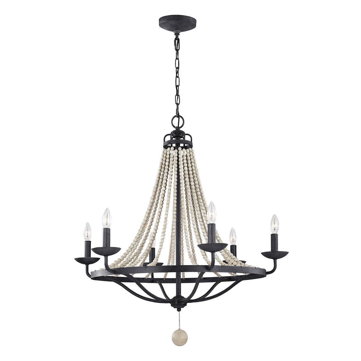 Feiss Nori 6 Light Zinc & Grey Beaded Chandelier-Elstead Lighting-1-Tiffany Lighting Direct
