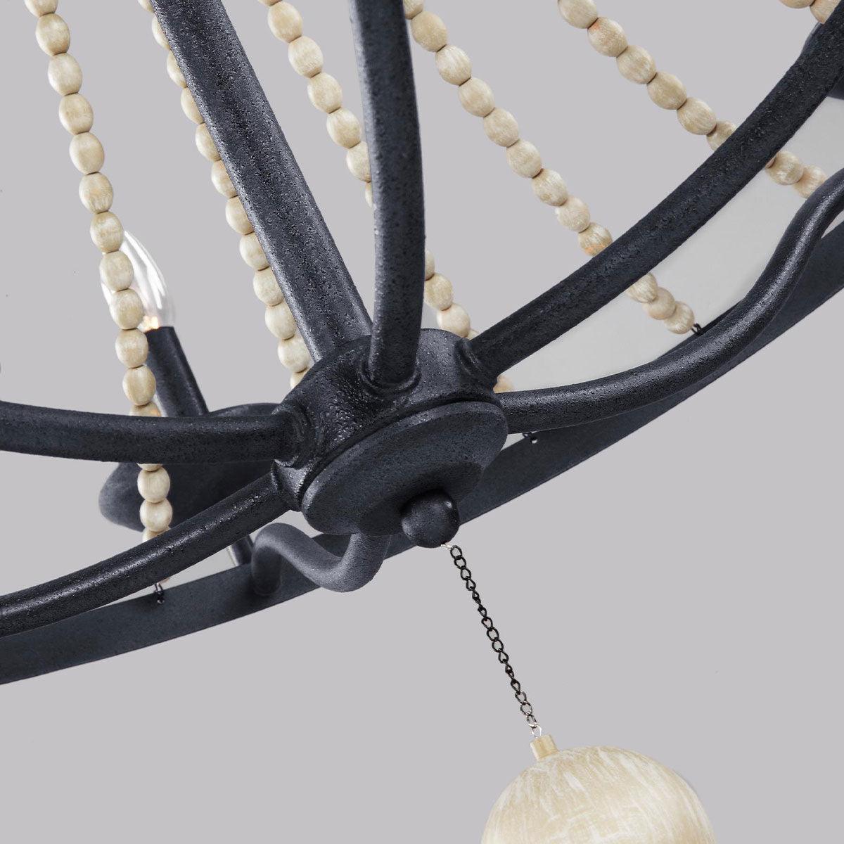 Feiss Nori 6 Light Zinc & Grey Beaded Chandelier-Elstead Lighting-3-Tiffany Lighting Direct