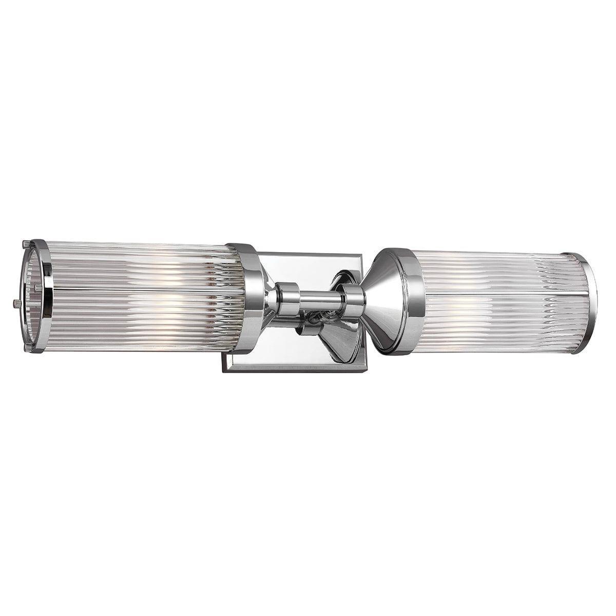 feiss paulson 2 light bar chrome bathroom wall light