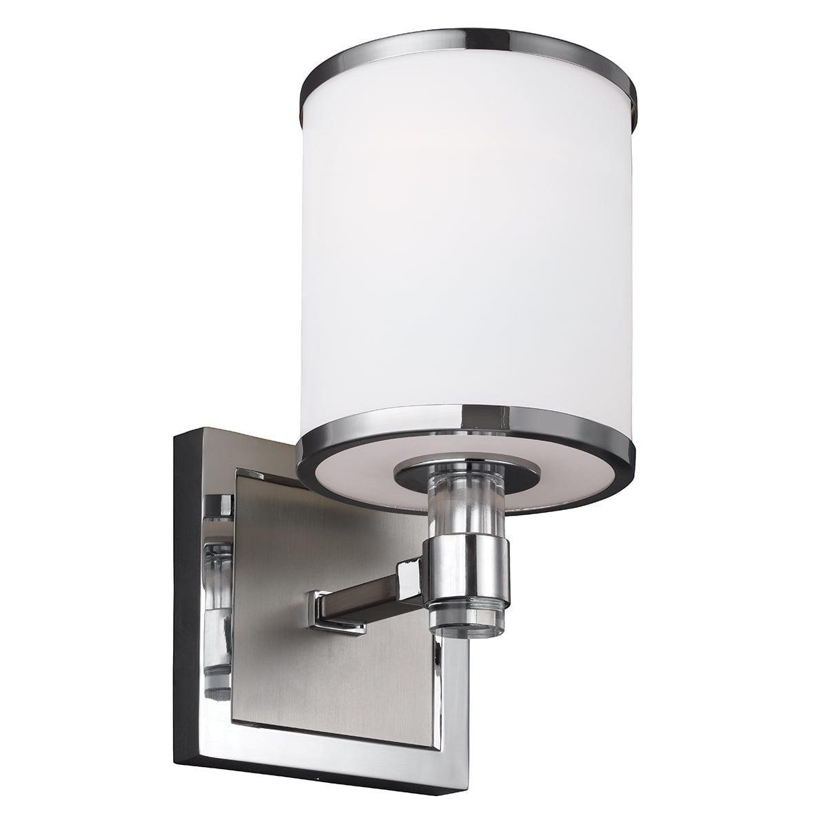 feiss prospect park 1 lt satin nickel and chrome wall light