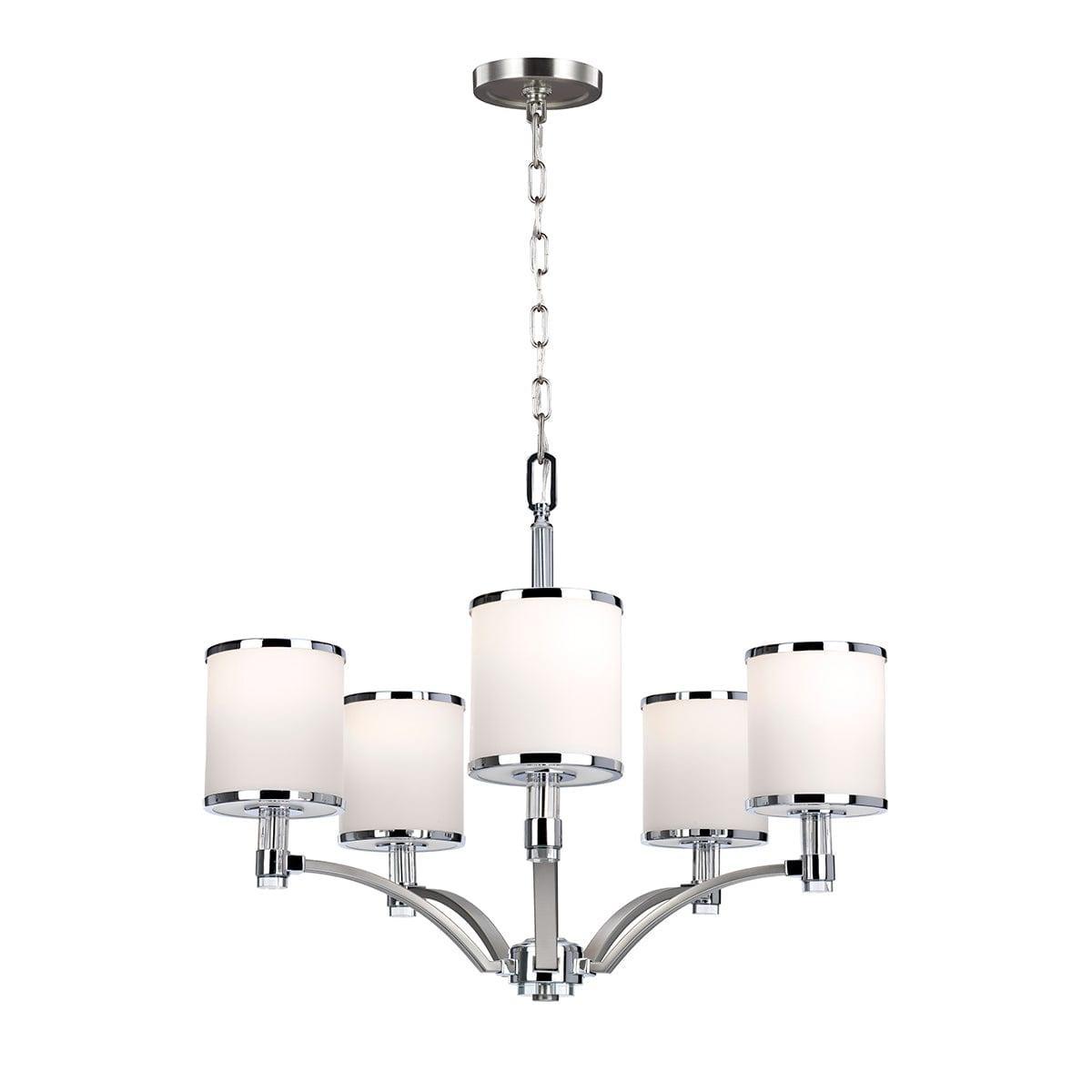 Feiss Prospect Park 5 Light Chandelier - Nickel & Chrome-Elstead Lighting-1-Tiffany Lighting Direct
