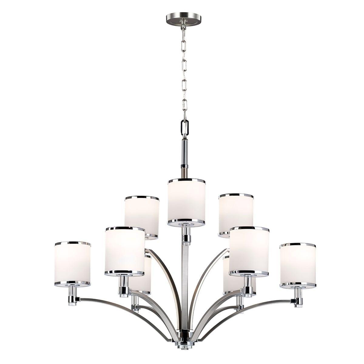 Feiss Prospect Park 9 Light Chandelier - Nickel & Chrome-Elstead Lighting-1-Tiffany Lighting Direct