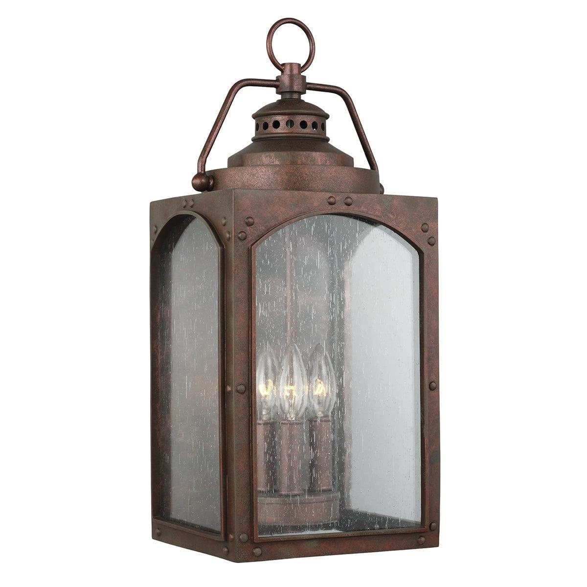 feiss randhurst 3 light large copper outdoor wall lantern