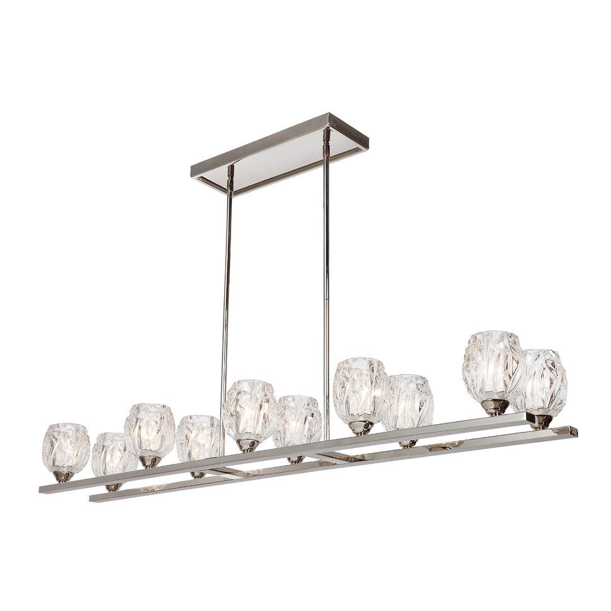 Feiss Rubin 10 Light Island Chandelier - Polished Nickel-Elstead Lighting-1-Tiffany Lighting Direct