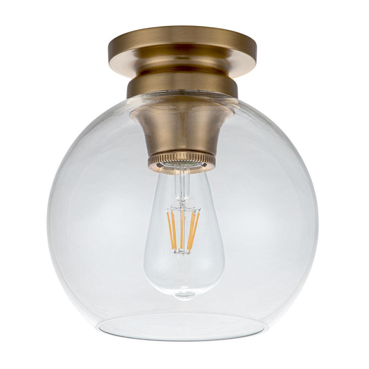 Feiss Tabby Brass Flush Light With Glass Shade Image 5