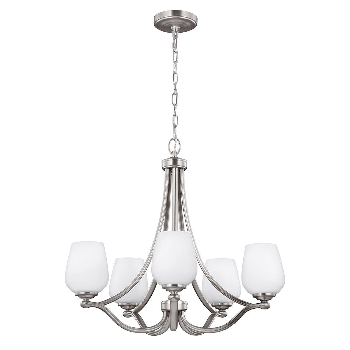 Feiss Vintner 5 Light Chandelier Ceiling Light - Satin Nickel-Elstead Lighting-1-Tiffany Lighting Direct