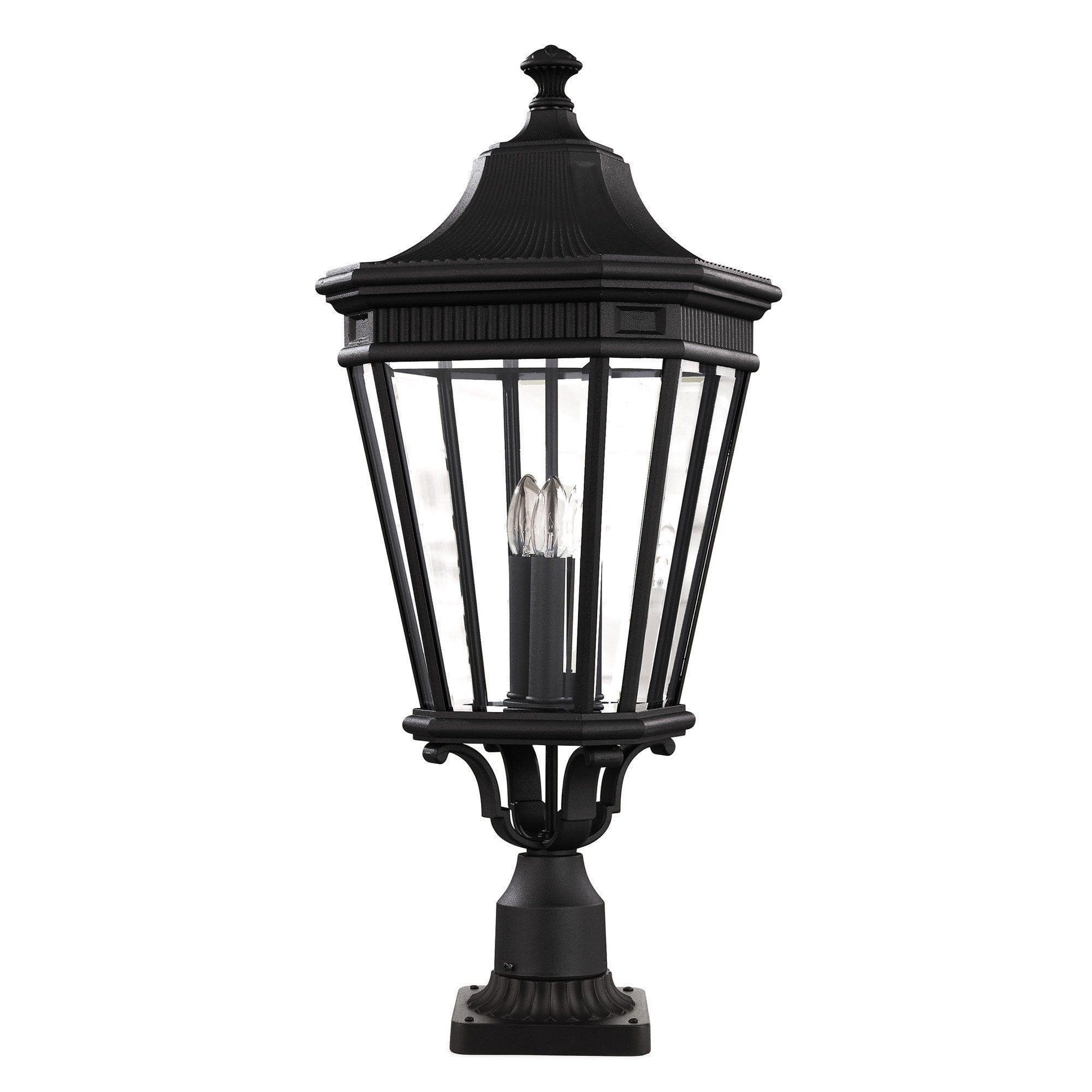 Elstead Cotswold Lane Black Large Outdoor Pedestal Lantern