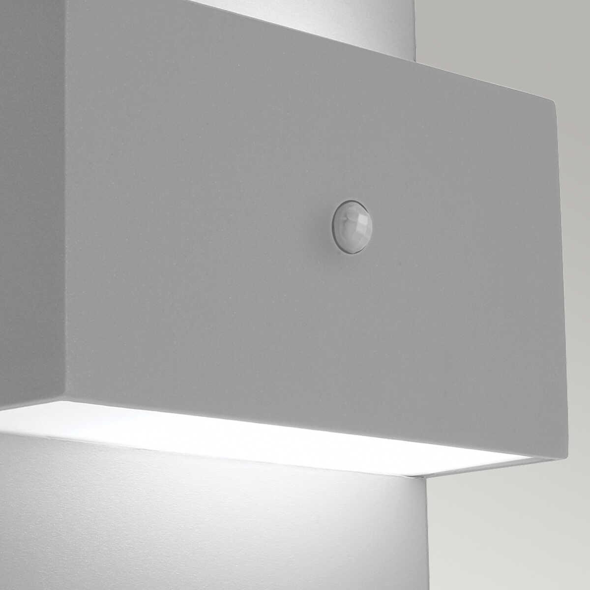 norlys geneve 1 light outdoor wall light with pir aluminium Detailed Close Up