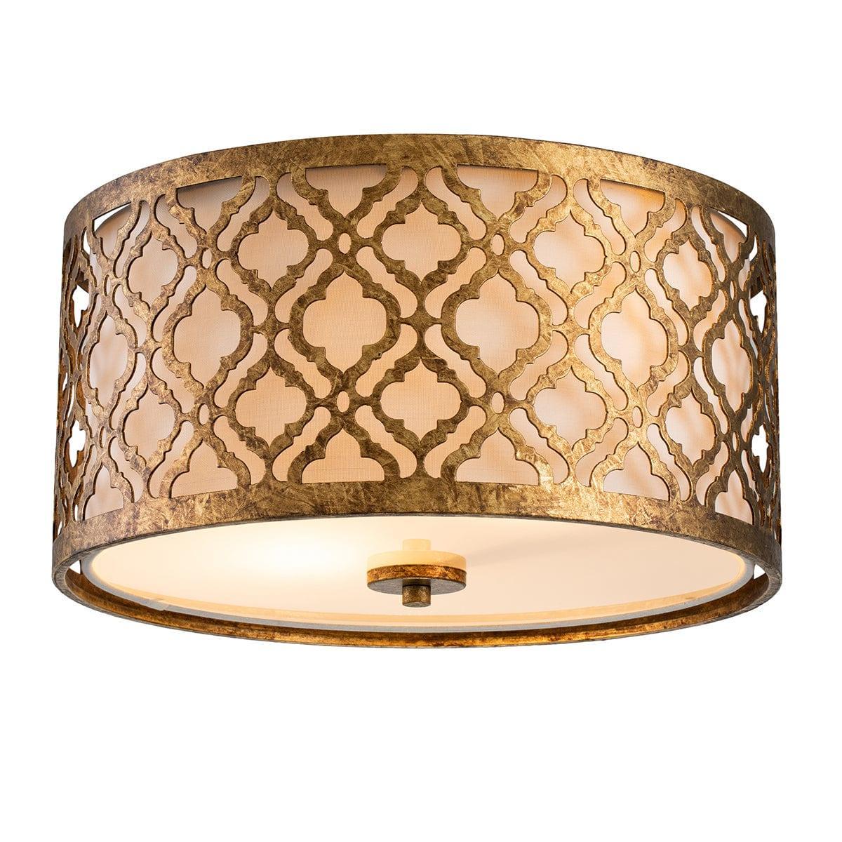 Gilded Nola Arabella 2 Light Gold Flush Ceiling Light Living room Image