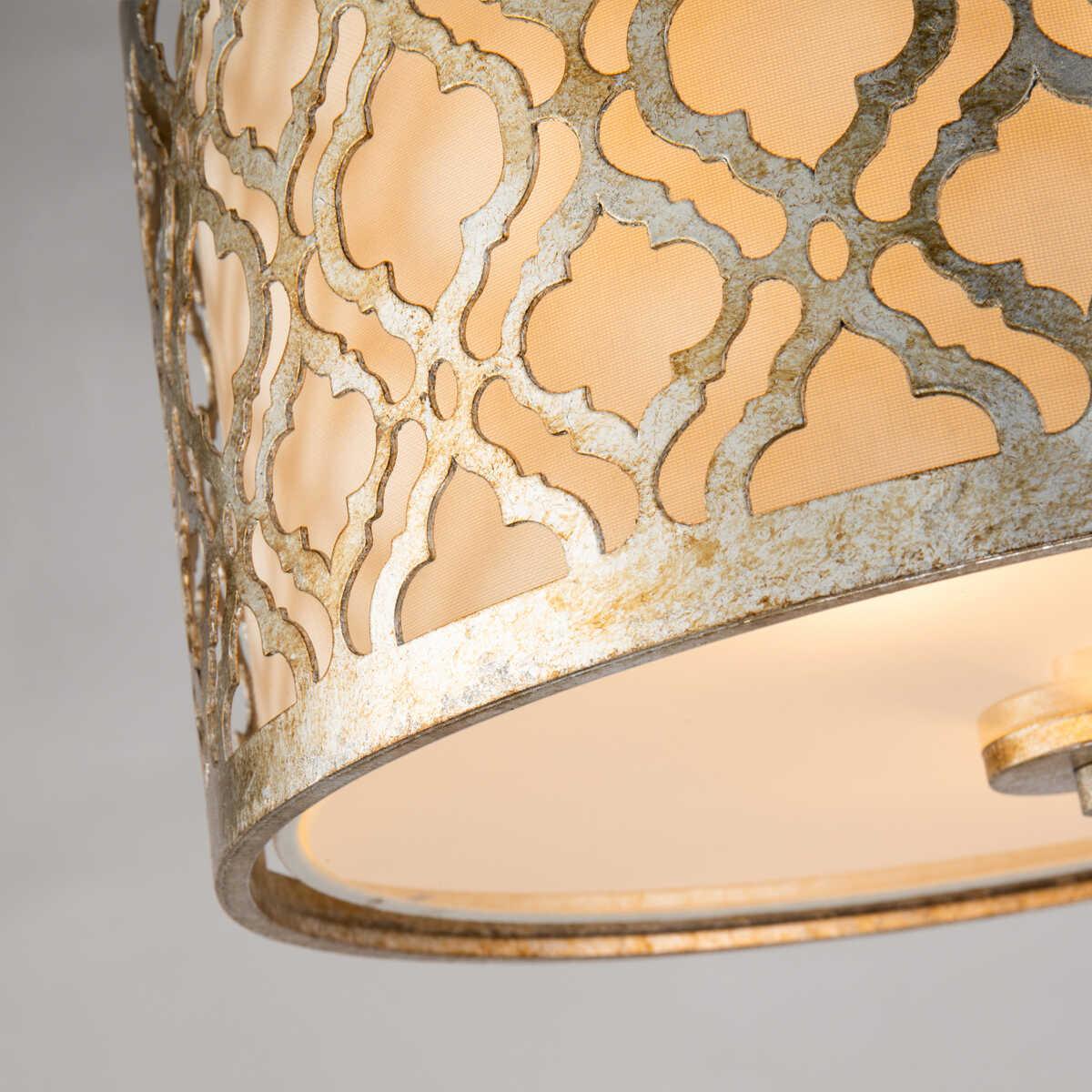 Gilded Nola Arabella 2 Light Gold Flush Ceiling Light Living room close up