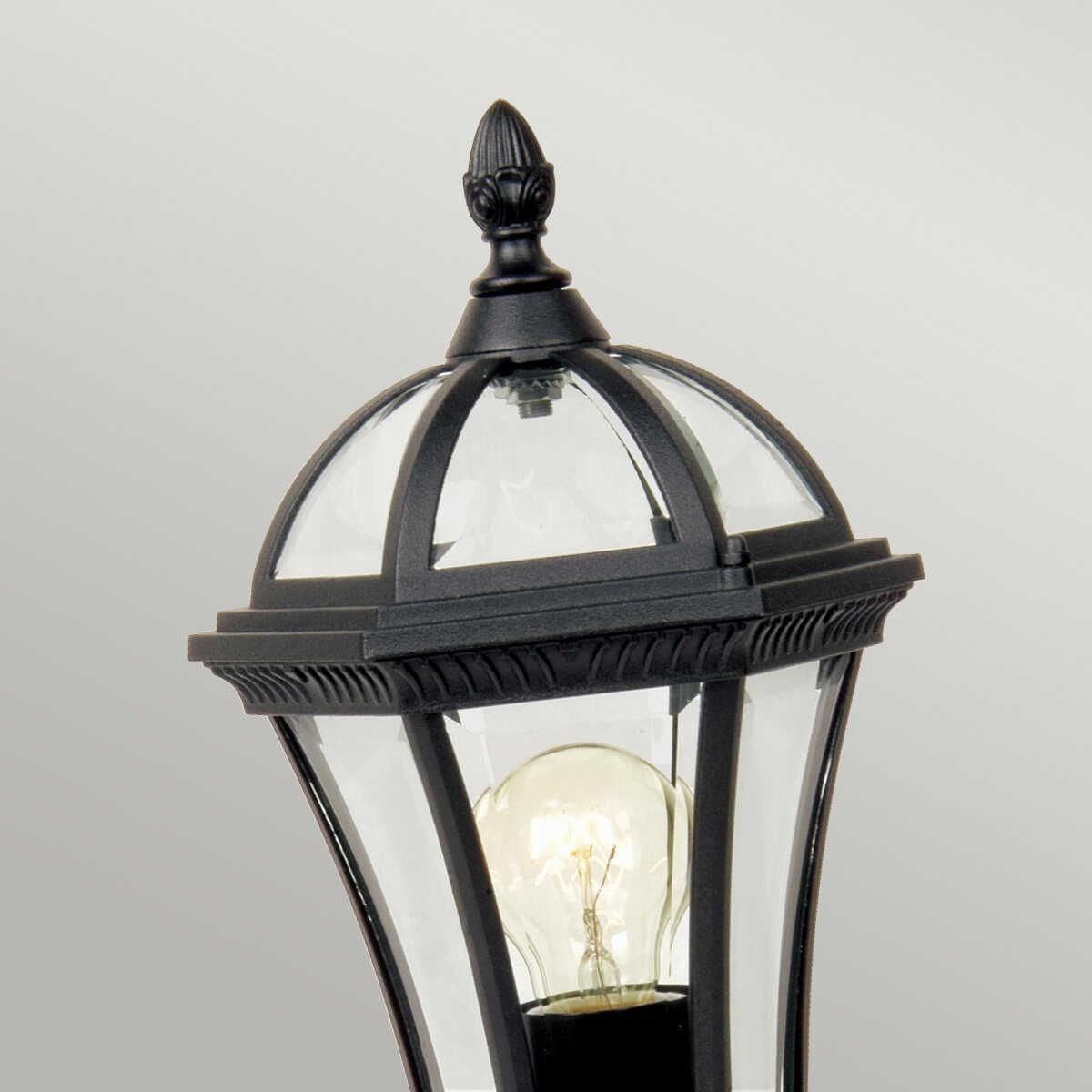 elstead ledbury black finish outdoor pedestal lantern Detailed Close Up