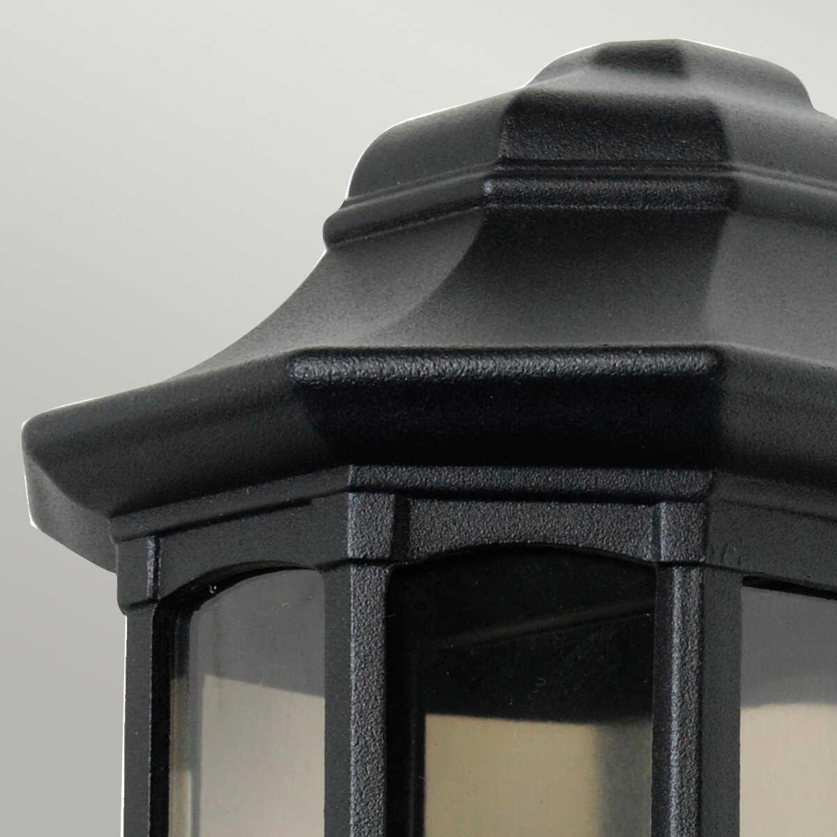 elstead newbury black finish outdoor half wall lantern Detailed Close Up