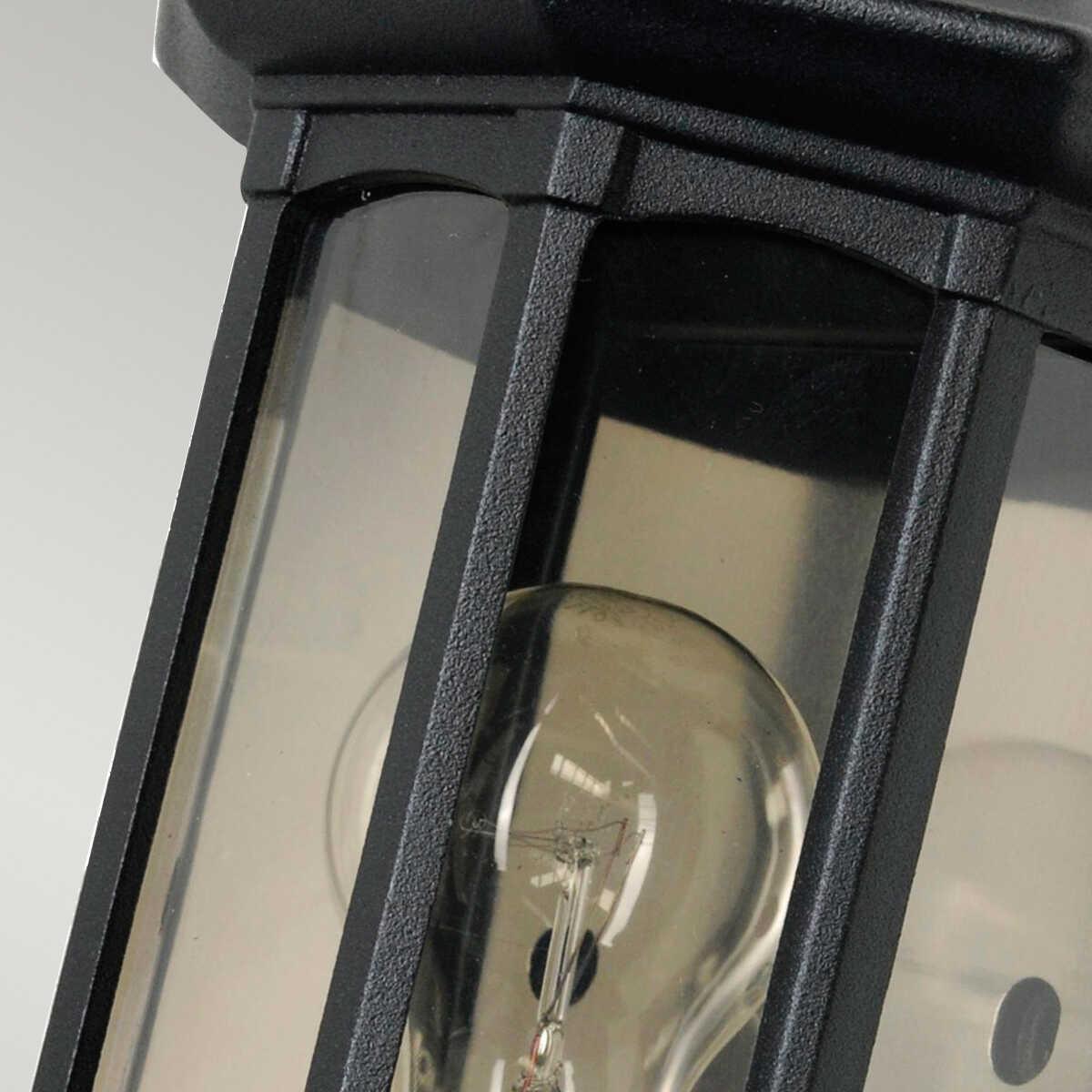 elstead newbury black finish outdoor half wall lantern Close Up LED Bulb