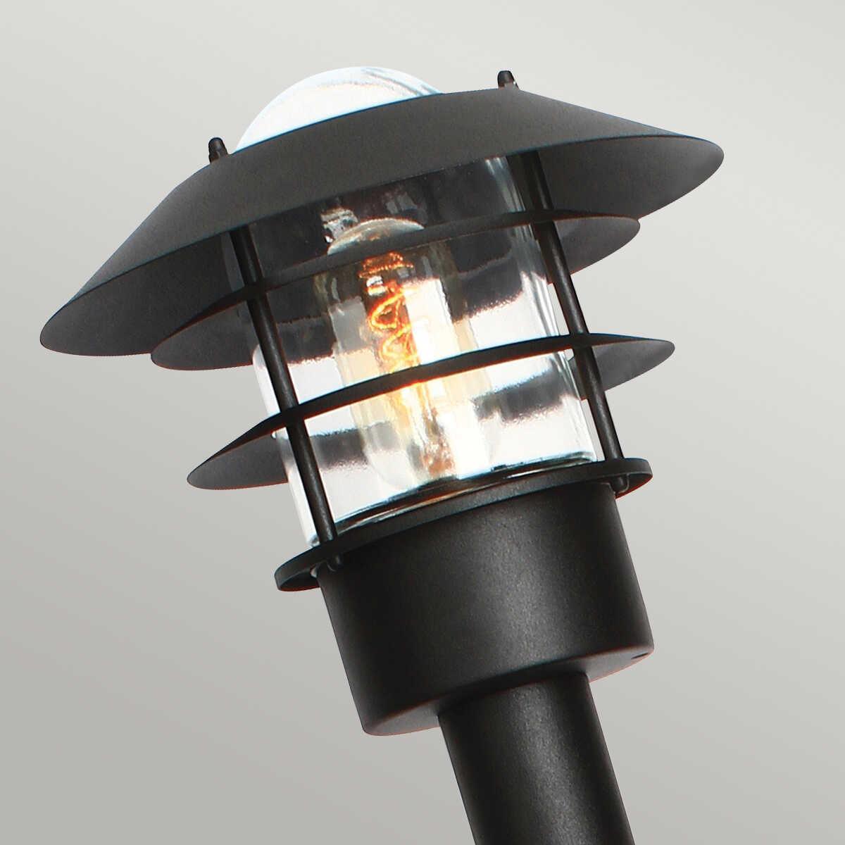 elstead helsingor black outdoor bollard light Detailed Close Up