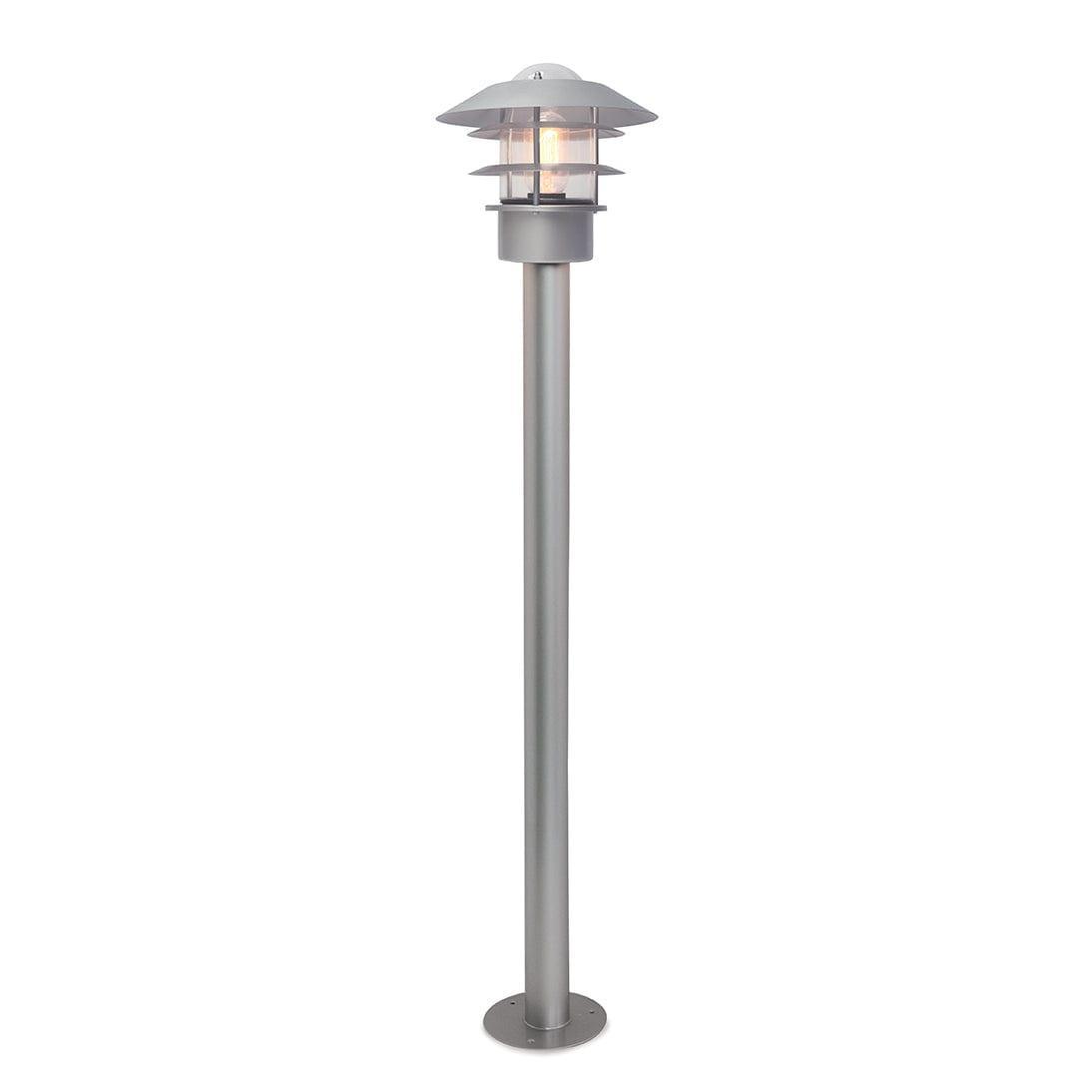 helsingor 1 light silver outdoor bollard lantern elstead lighting