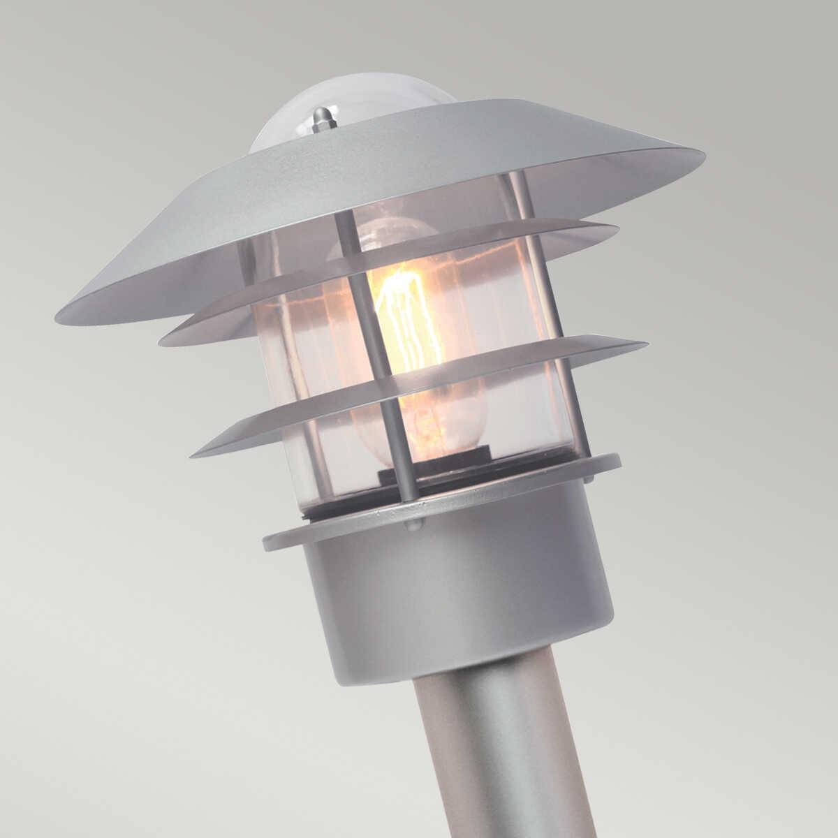 helsingor 1 light silver outdoor bollard lantern elstead lighting Close Up
