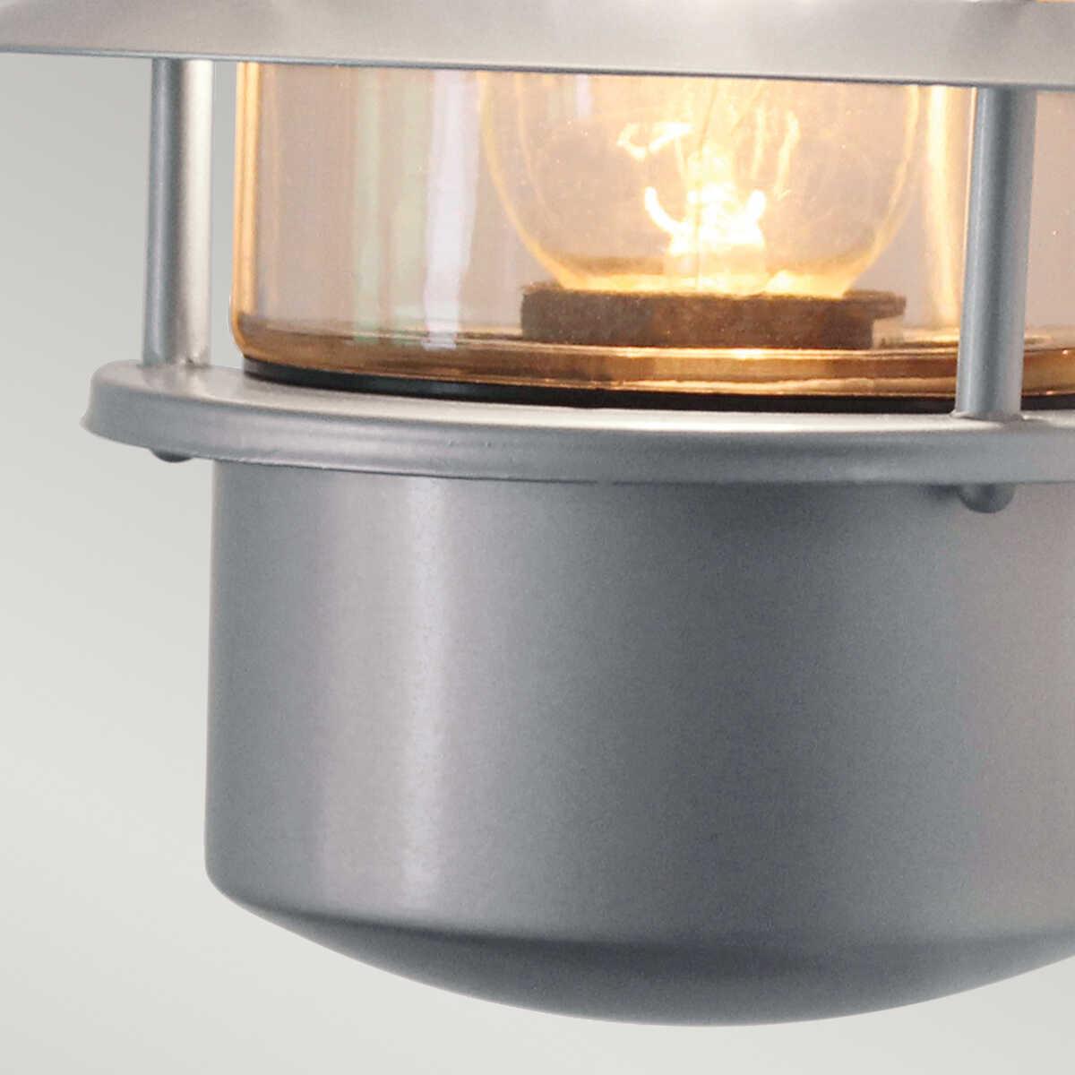 elstead helsingor silver outdoor wall lantern Close Up LED Bulb