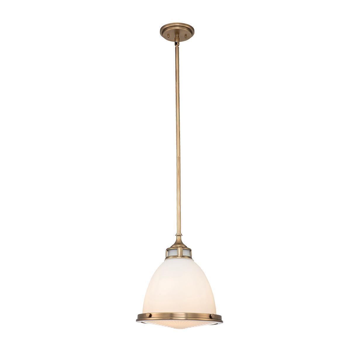 Hinkley Amelia 1 Light Medium Brass Pendant - Frosted Glass-Ceiling Pendant Lights-Elstead Lighting-1-Tiffany Lighting Direct