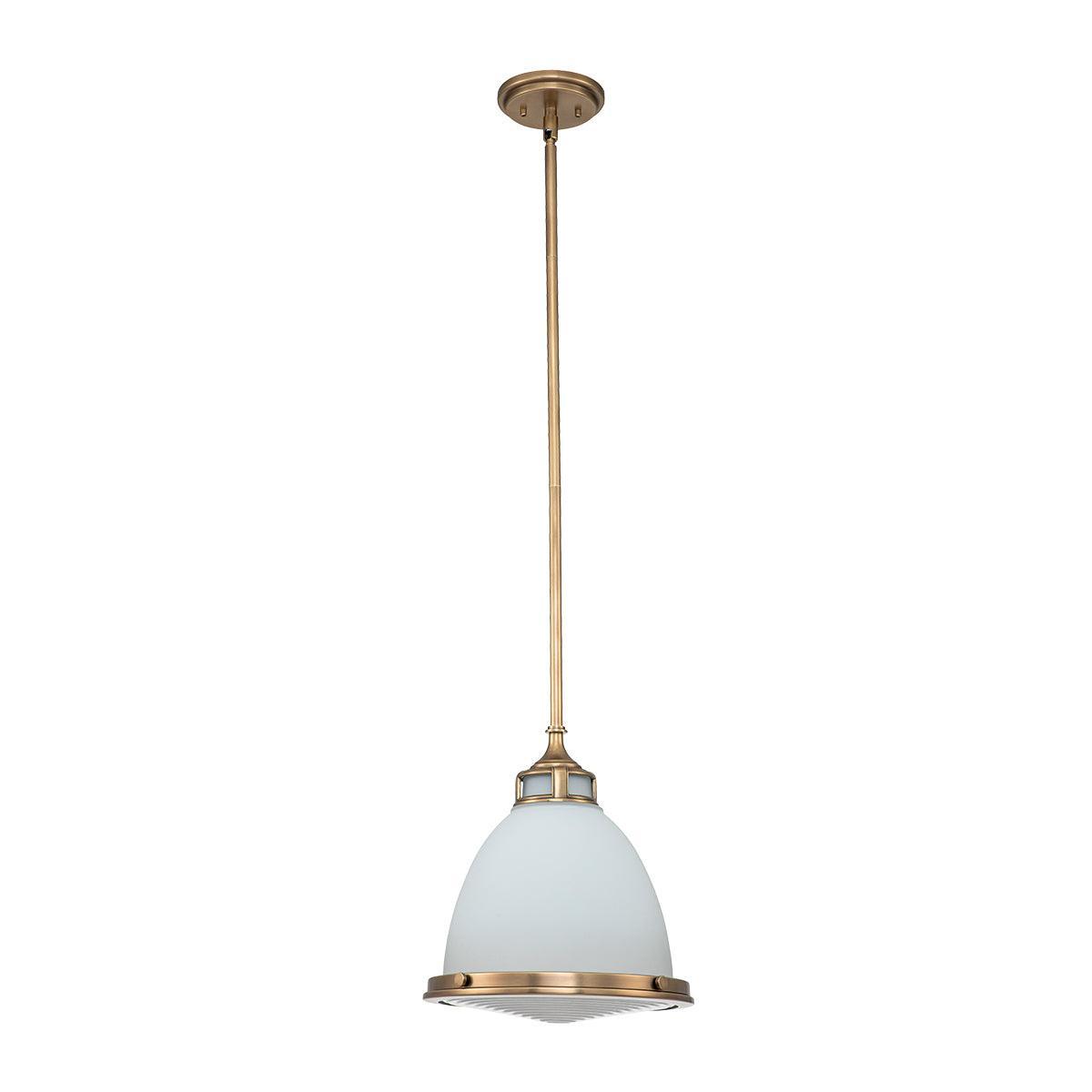 Hinkley Amelia 1 Light Medium Brass Pendant - Frosted Glass-Ceiling Pendant Lights-Elstead Lighting-5-Tiffany Lighting Direct
