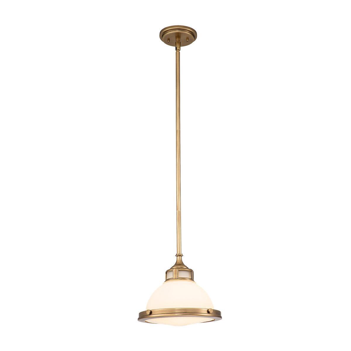 Hinkley Amelia 1 Light Brass Mini Pendant - Glass Shade-Ceiling Pendant Lights-Elstead Lighting-1-Tiffany Lighting Direct