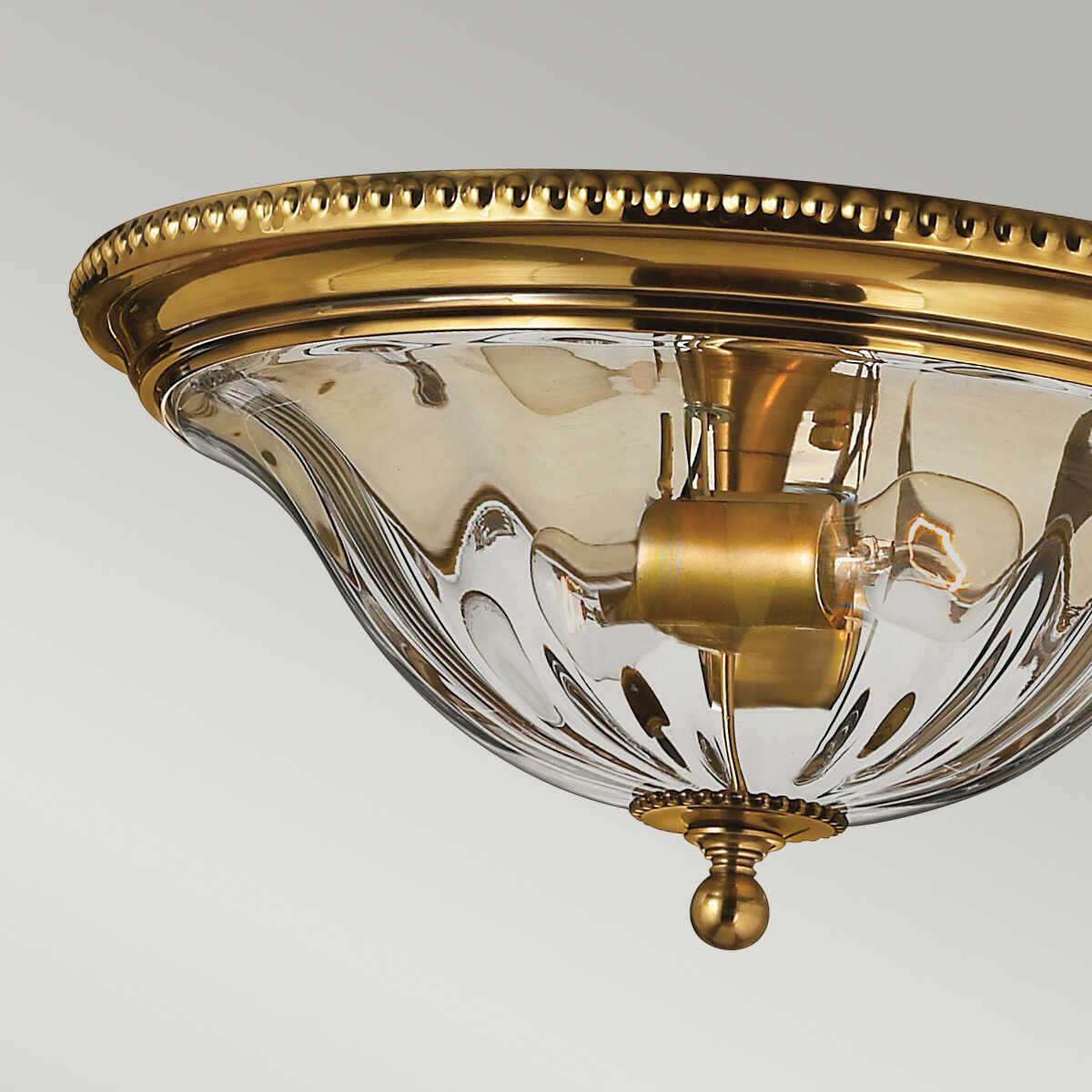 Hinkley Cambridge Brass Flush Ceiling Light Hallway close up
