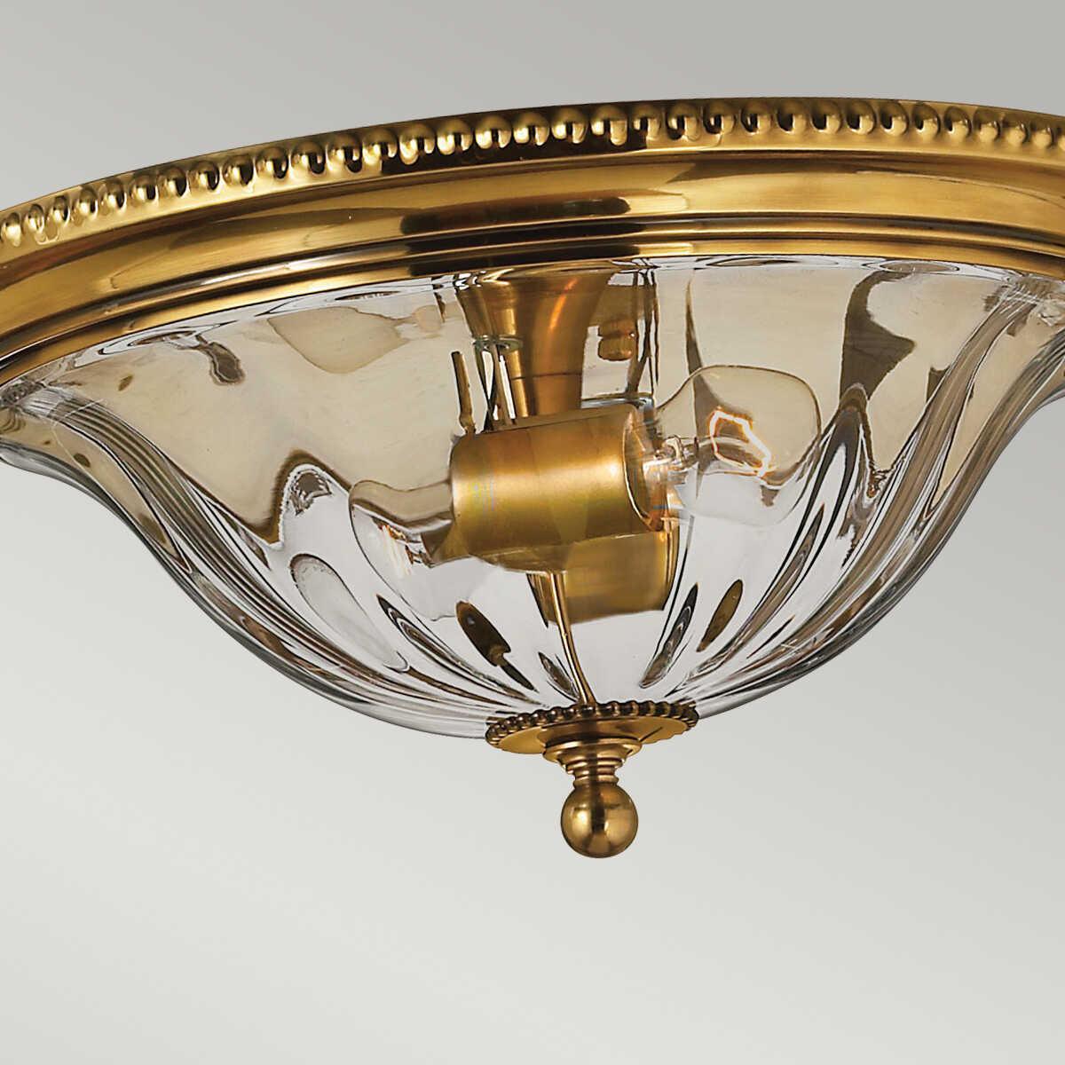 Hinkley Cambridge Brass Flush Ceiling Light Living room close up