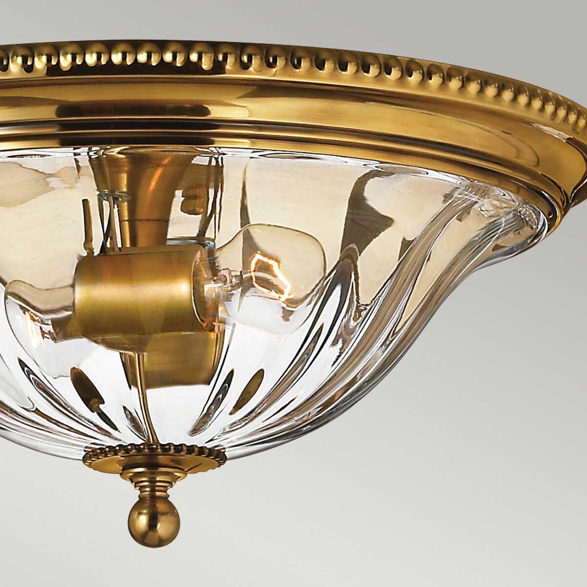 Hinkley Cambridge Brass Flush Ceiling Light Living room wide shot