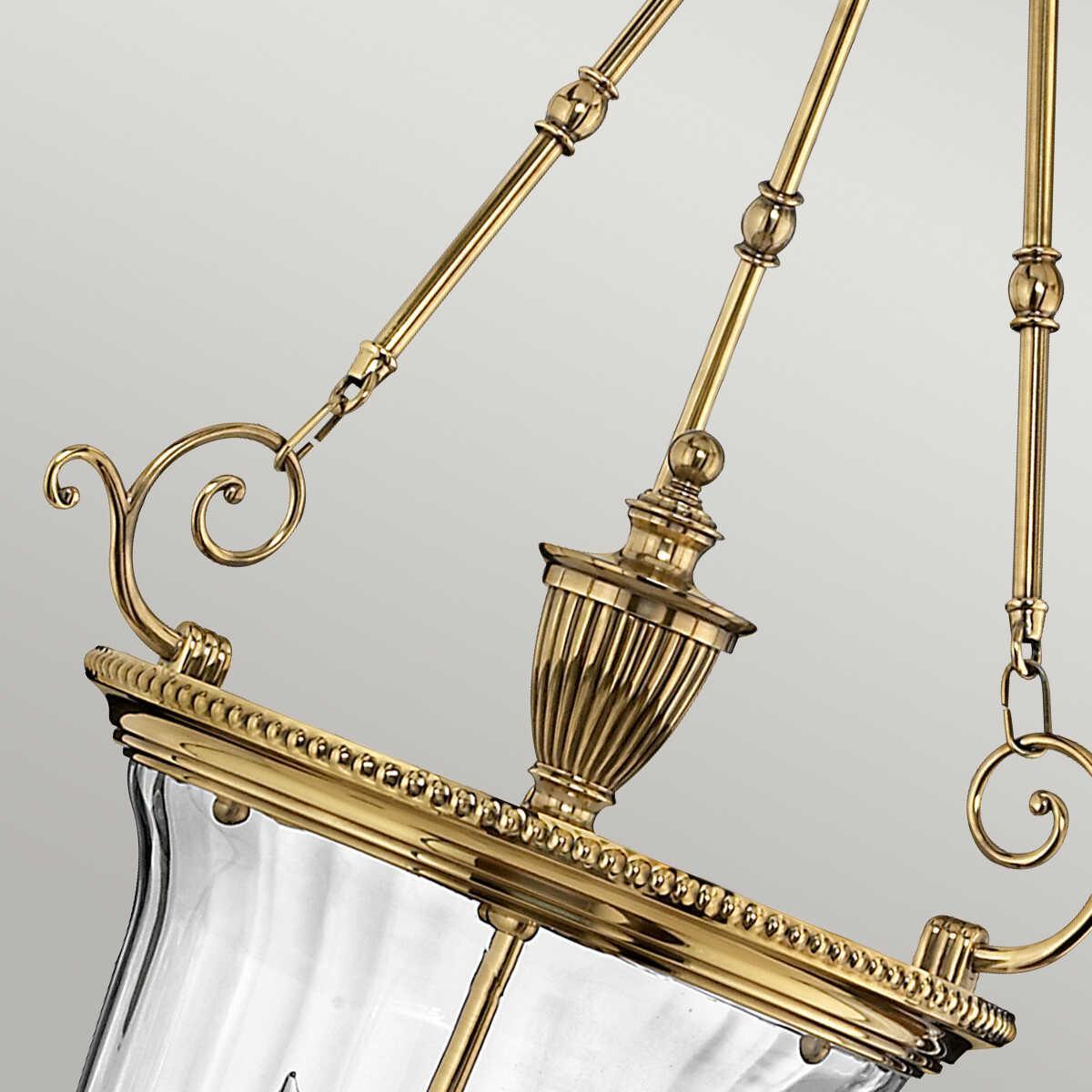Hinkley Cambridge Solid Brass Large Ceiling Lantern 3 Light-Ceiling Pendant Lights-Elstead Lighting-6-Tiffany Lighting Direct