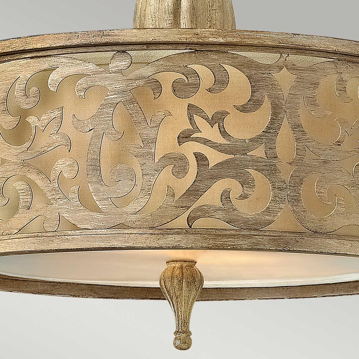 Hinkley Carabel Small Champagne Semi-Flush Ceiling Light Living room wide shot