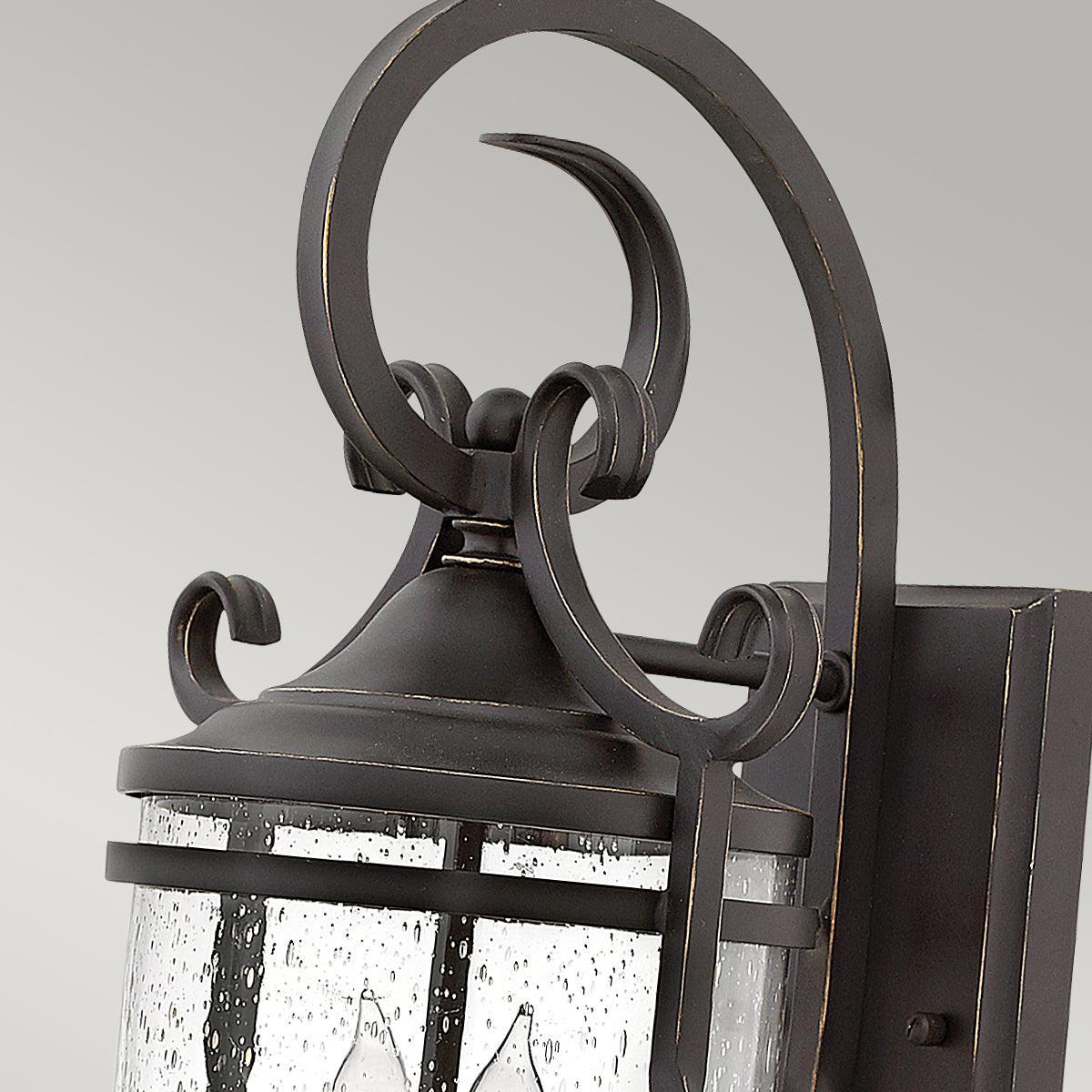 hinkley casa 2 light black outdoor wall lantern Close Up