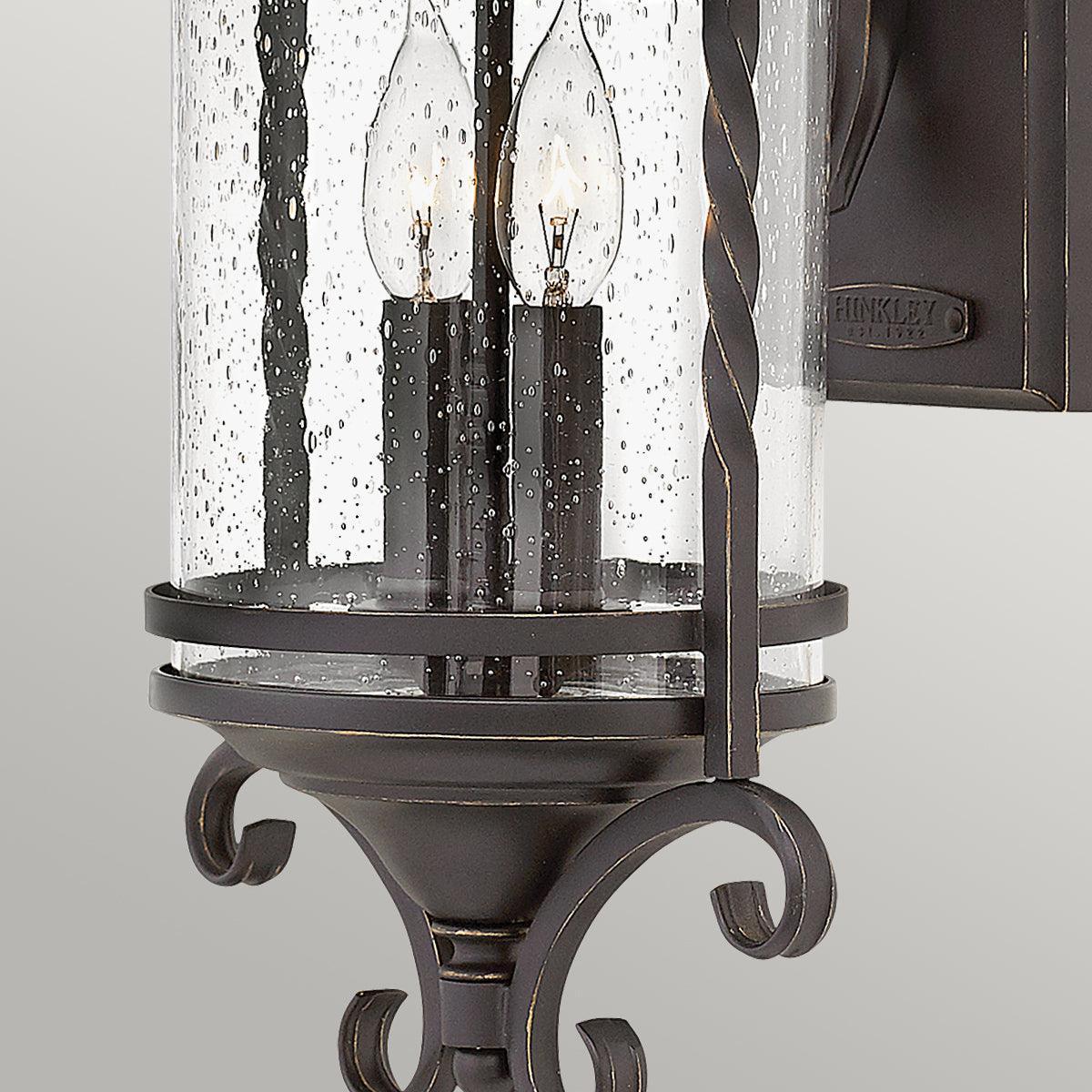 hinkley casa 2 light black outdoor wall lantern Detailed Close Up